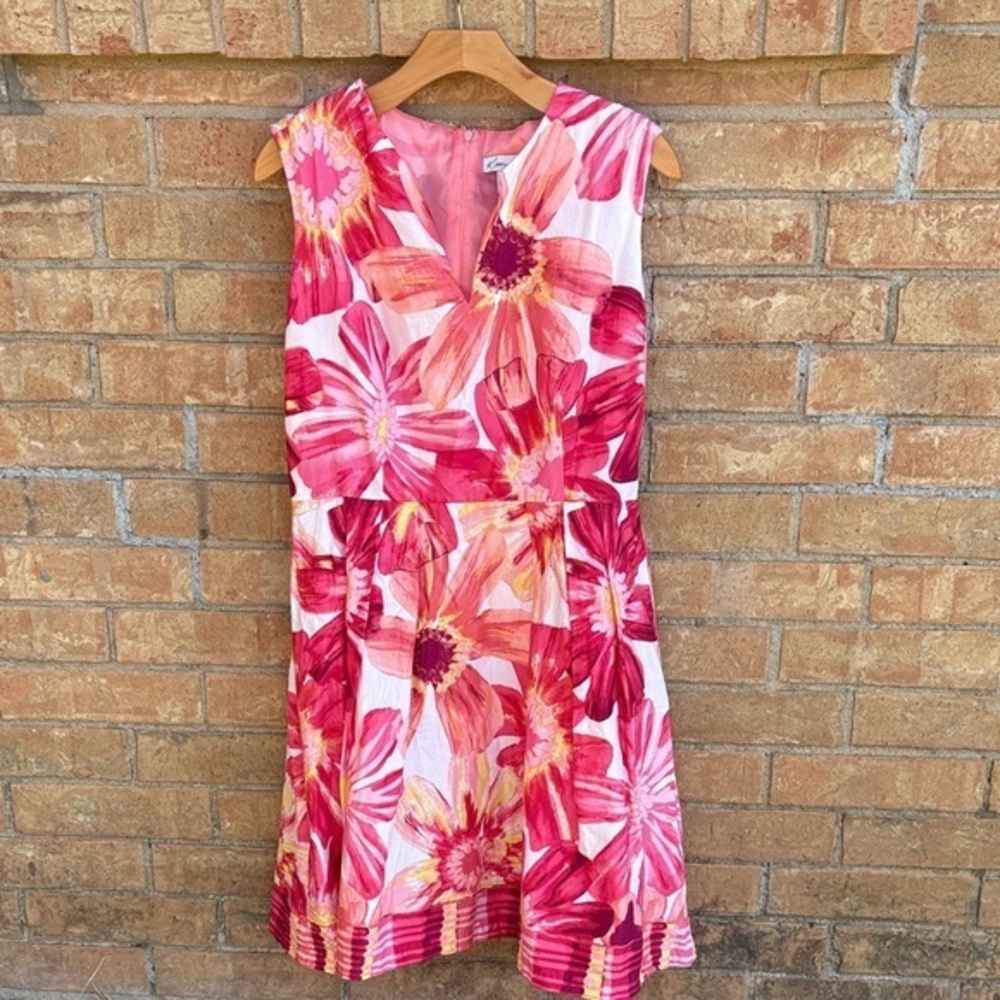 Kim Rogers Pink and Red Floral Midi Dress